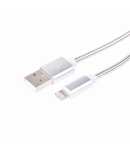 Кабель USB Rexant для iPhone 5/6/7 моделей, шнур в металлической оплетке серебристый