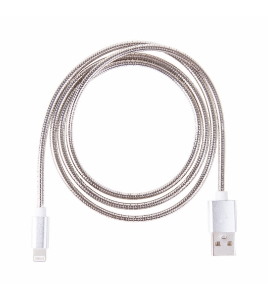 Кабель USB Rexant для iPhone 5/6/7 моделей, шнур в металлической оплетке серебристый