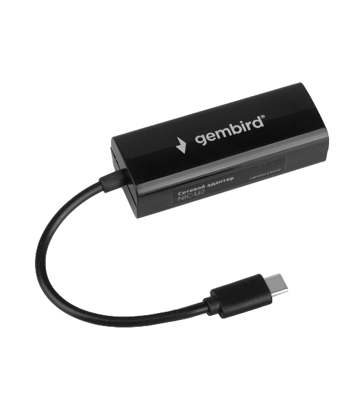 Сетевой адаптер Ethernet Gembird NIC-U10, Type-C USB 2.0 - Fast Ethernet adapter, пластик, черный, RTL8152