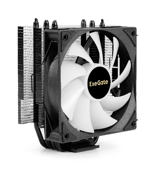 Кулер для процессора ExeGate Dark Magic EXX400V3 PWMRGB, 120 мм, алюминий/медь, 800-1800 об/мин, 11-33 дБ, 4 pin PWM, 140 Вт, высота 148 мм, RGB