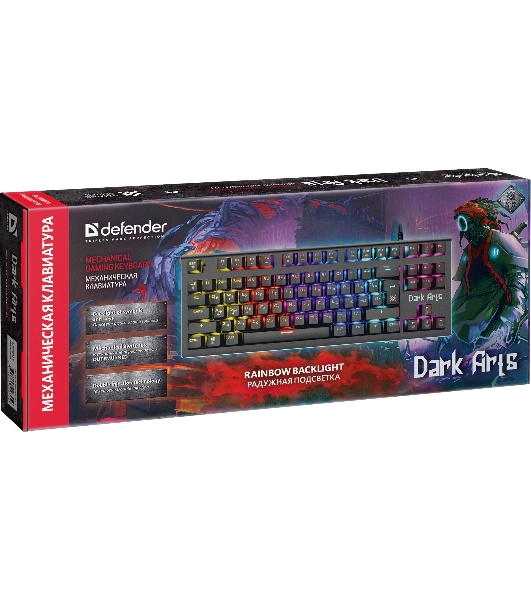 Клавиатура проводная Defender Dark Arts GK-375, USB, черный
