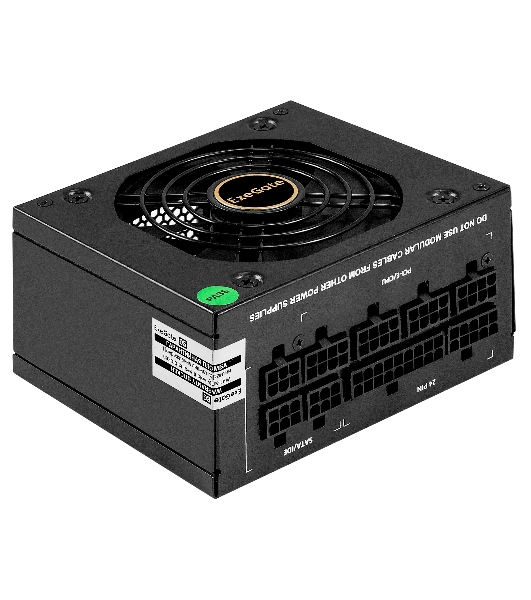 Блок питания 550W ExeGate M550 GOLD (SFX, APFC, КПД 90% (80 PLUS GOLD), 9см fan, 24pin, (4+4)pin, 2xPCI-E, 6xSATA, 3xIDE, 1xFDD, Full Cable Management, black, ATX adapter, Retail box)