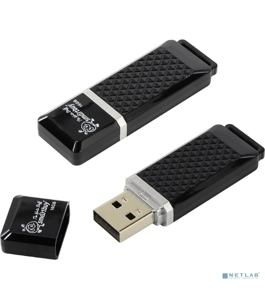 Флешка USB Smartbuy Quartz Black (SB16GbQZ-K), 16Gb, USB 2.0, R/W 25/15, черный