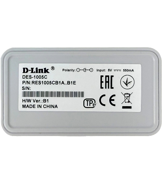 Коммутатор D-Link DES-1005C, 5×100 Мбит/с, неуправляемый