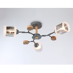 Светильник Ambrella light TR3033231/3 GR/LW/SM серый/светлое дерево/дымчатый E27*3 max 60W D700*180, фото 1