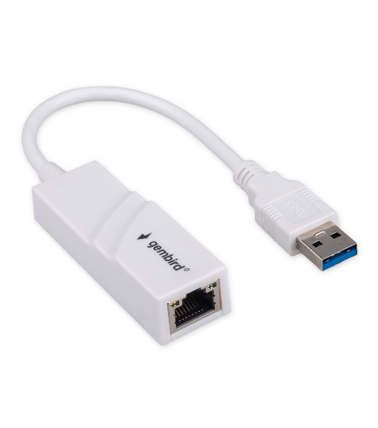Сетевой адаптер Ethernet Gembird NIC-U11, USB 3.0 - Gigabit Ethernet adapter, пластик, белый, RTL8153
