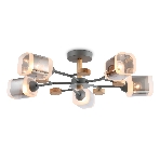 Светильник Ambrella light TR3033233/5 GR/LW/SM серый/светлое дерево/дымчатый E27*5 max 60W D700*180, фото7