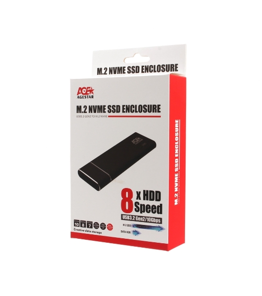 Внешний корпус AgeStar USB 3.1 Type-C M.2 NVME (M-key) AgeStar 31UBNV5C черный, алюминий, черный