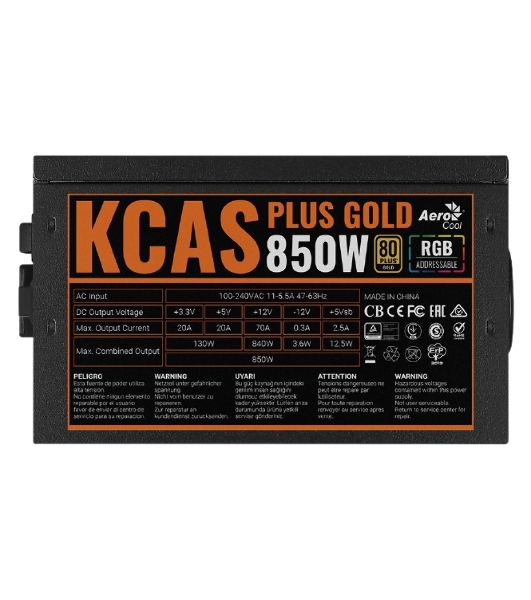 Блок питания Aerocool/Formula KCAS PLUS GOLD 850W (850W, ATX v2.4, APFC, Fan ARGB 12cm, 80+ Gold, Retail)