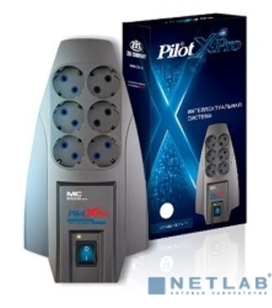 Сетевой фильтр Pilot X-Pro 3 м, 6 розеток, серый, коробка