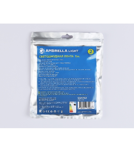 Светодиодная лента Ambrella light GS4753 COB 528Led/14W m/ 24V IP20 6500K/ 5m*10mm*2mm (2 конт.)