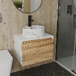 Комплект: тумба Bau Dream Blackwood 60, 1 ящик, Раковина круглая накладная BAU Element D41, мрамор, смеситель Hotel Black, черный матовый, фото9
