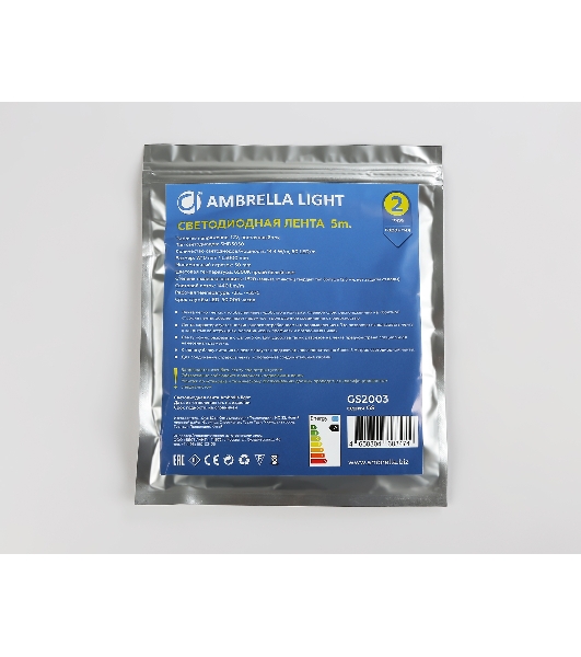 Светодиодная лента Ambrella light GS2003 5050 60Led/ 14.4W m/ 12V IP20 6500K/ 5000*10*1.87mm (2 конт.)