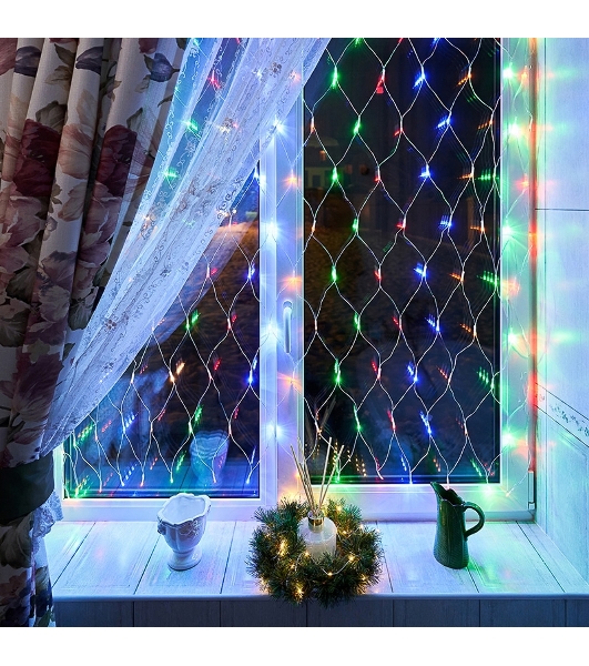 Гирлянда Neon-night 'Сеть' 1,5х1,5 м, прозрачный ПВХ, 96 LED мультиколор