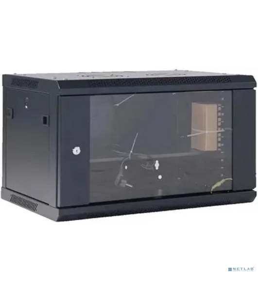Шкаф коммутационный Rexant настенный 6U 600x600 мм пер. дв. стекл черный