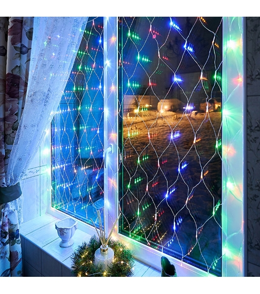 Гирлянда Neon-night 'Сеть' 1,5х1,5 м, прозрачный ПВХ, 96 LED мультиколор