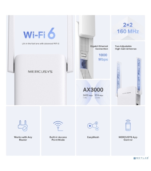 Усилитель Wi-Fi сигнала Mercusys ME80X AX3000