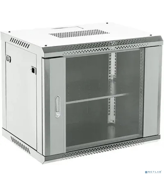 Настенный телекоммуникационный шкаф Rexant 19' 9U 550×400 мм, дверь стекло, с задней стенкой, разборный, серый (RAL 7035)