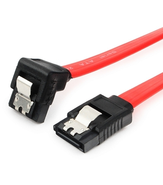 Кабель интерфейсный SATA Cablexpert CC-SATAM-DATA90-0.3M, 30 см, угловой разъем, 7pin/7pin, защелка, пакет