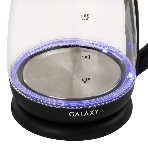 Чайник электрический Galaxy Line GL 0554, черный, стекло, 2000 Вт, 1,8 л, LED-подсветка, шкала уровня воды, корпус из термостойкого стекла, фото3