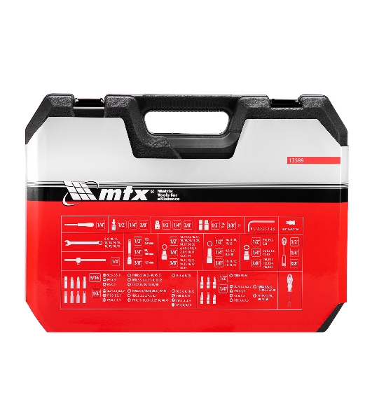 Набор инструментов MTX 13589 1/2', 3/8', 1/4', пластиковый кейс 215 предм.