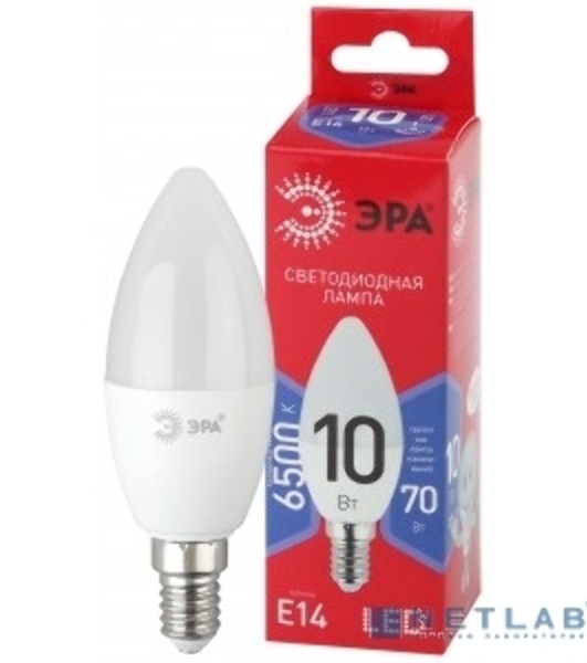 Лампа светодиодная ЭРА ECO LED B35-10W-865-E14 R (диод свеча 10Вт холодн. E14) (10/100/3500)