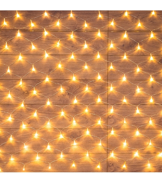 Гирлянда 'Сеть' 1,5х1,5 м, прозрачный ПВХ, 96 LED теплый белый