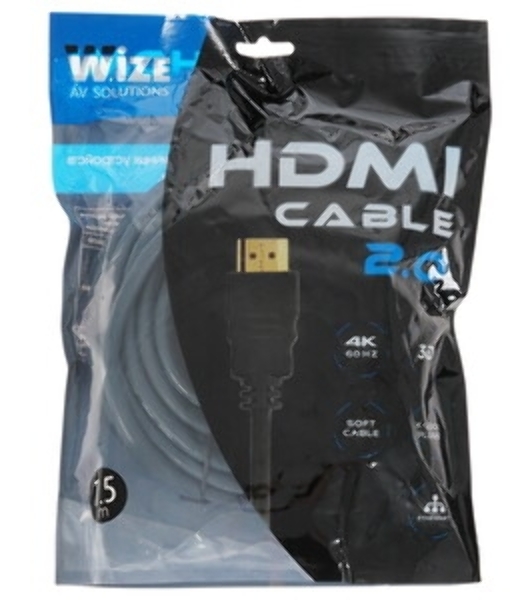 Кабель HDMI CP-HM-HM-7.5M Wize, 7.5 м, v.2.0, K-Lock, soft cable, 19M/19M, позол.разъемы, экран, темно-серый, пакет