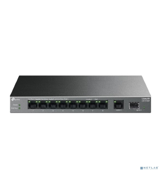 Коммутатор настольный TP-Link LS1210GP с 9 гигабитными портами (8 портов PoE+) и портом SFP