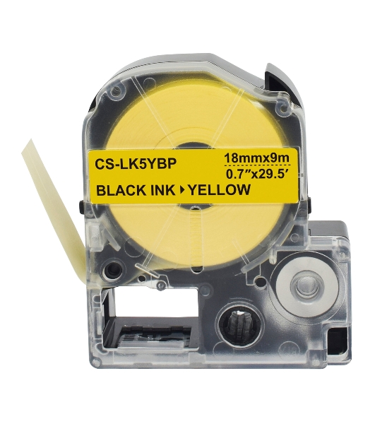 Картридж ленточный Cactus CS-LK5YBP черный, 18мм, 9м для Epson LW400/LW700/LW600P/LW1000P/K400/Z700/Z900