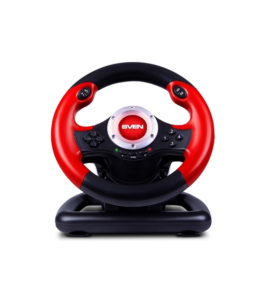 Руль SVEN GC-W300 (педали, вибро, лепестки, D-pad, 10 кл, резин. вставки, PC, цифр. и аналог.