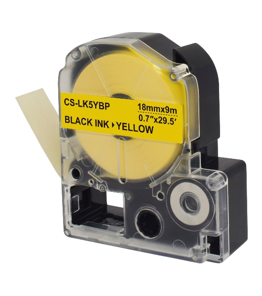 Картридж ленточный Cactus CS-LK5YBP черный, 18мм, 9м для Epson LW400/LW700/LW600P/LW1000P/K400/Z700/Z900
