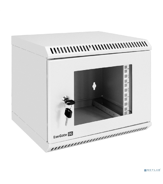 Шкаф телекоммуникационный 10' настенный 6U ExeGate EC-WM-6U.280.G.GREY (10', 6U, 350x280x287мм (ШхГхВ), передняя дверь закаленное стекло, пыле- и влагозащита IP23, светло-серый RAL 7035)