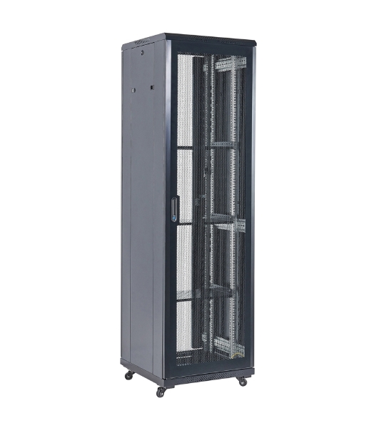 Шкаф коммутационный Rexant напольный 18U 600x600 мм пер. дв. перфор. черный