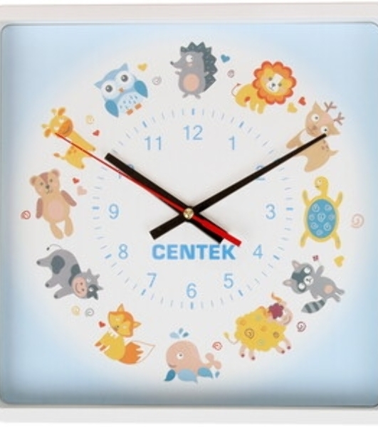 Часы настенные Centek СТ-7103 (щенок) 25х25 см, квадрат, шаговый ход, кварцевый механизм