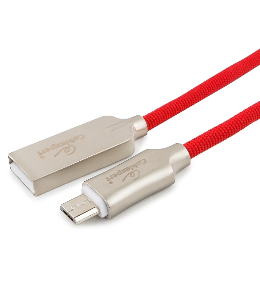 Кабель USB2.0 Cablexpert CC-P-mUSB02R-1M, AM/microB, серия Platinum, длина 1м, красный, блистер