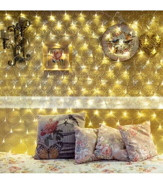 Гирлянда 'Сеть' 1,5х1,5 м, прозрачный ПВХ, 96 LED теплый белый