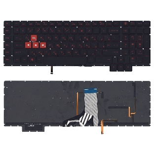 Клавиатура для ноутбука HP Omen 17-AN000 черная с красной подсветкой