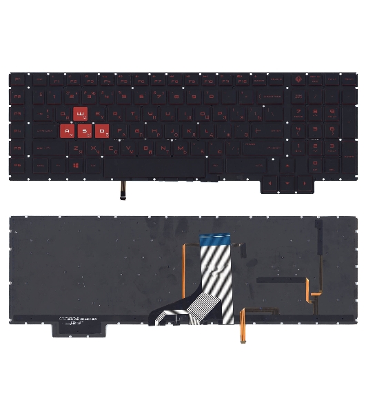 Клавиатура для ноутбука HP Omen 17-AN000 черная с красной подсветкой