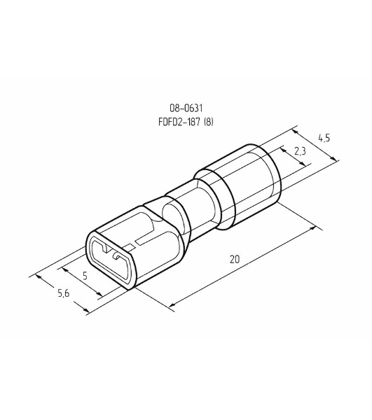 Клемма плоская Rexant полностью изолированная гнездо 5 мм 1.5-2.5 мм² (РППи-м 2.5-(4.8))