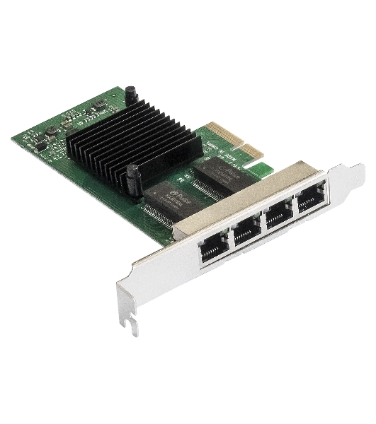 Сетевой адаптер ExeGate EXE-I350-T4V2 (PCI-E x4 v2.1, порты 4xRJ45 (медные), 10/100/1000Mbps, Gigabit NIC Intel Chipset NHI350AM4)