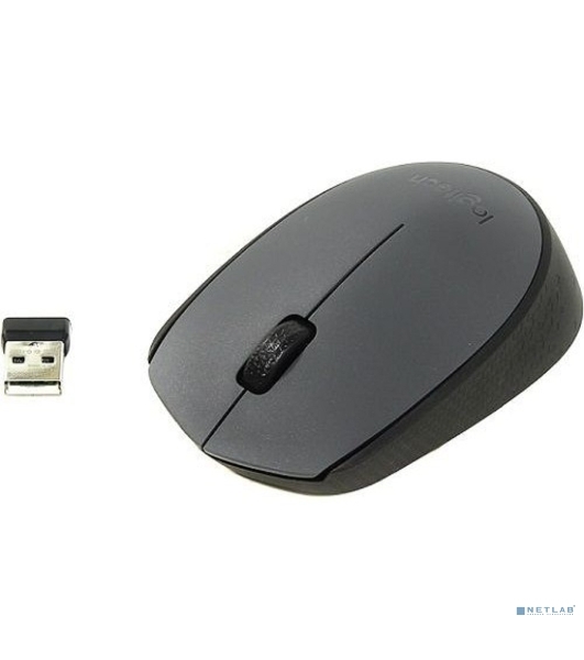 Мышь беспроводная Logitech M170 черный/темно-серый, 1000 dpi, радиоканал, USB, кнопки - 3