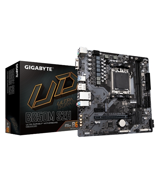 Материнская плата Gigabyte B650M S2H (V1.2/V1.4), AM5, AMD B650, 2xDDR5, 4xSATA, 1xM.2, 1xPCI-E 4.0 x16, 3xUSB-A 3.2 Gen 1, 1xUSB-C 3.2 Gen 1, 1x 1Gb LAN, 3x3.5 мм, 7.1, Micro-ATX