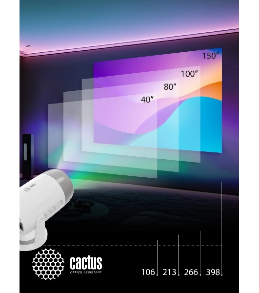 Проектор Cactus CS-PRE.01WT.Full HD-A LCD 7300Lm LS 250Lm ANSI (1920x1080) 1500:1 ресурс лампы:50000часов 1xUSB typeA 1xHDMI 1кг