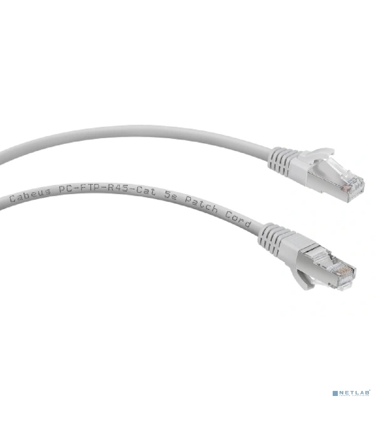 Шнур коммутационный Cabeus, Cat.5e, экр., F/UTP, RJ45/RJ45, PVC, AWG24 10м, серый