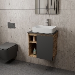 Тумба Bau Dream Blackwood 60 правая, графит, раковина BAU Hotel 48х37, смеситель для раковины высокий Hotel Still, нержавеющая сталь, фото9