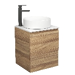 Тумба Bau Dream Blackwood 50 с дверцей, раковина BAU Dream круглая D41, смеситель для раковины высокий Hotel Black, черный, фото 1