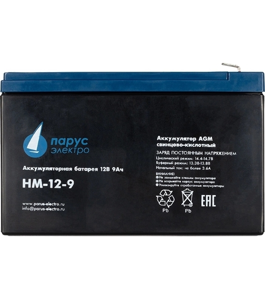Батарея для ИБП Парус-электро HM-12-9 (AGM/12В/9,0А·ч/клемма F2)