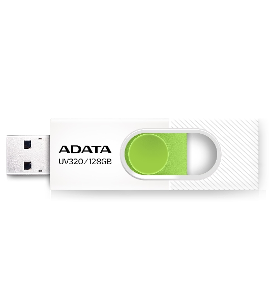 Флешка USB ADATA UV320 (AUV320-128G-RWHGN), 128Gb, USB 3.2 Gen1, R/W 100/30, белый/зеленый