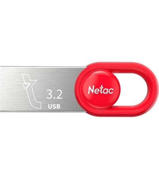 Флешка USB Netac UM2 (NT03UM2N-064G-32RE), 64Gb, USB 3.0, R/W 130/50, серебристый/красный